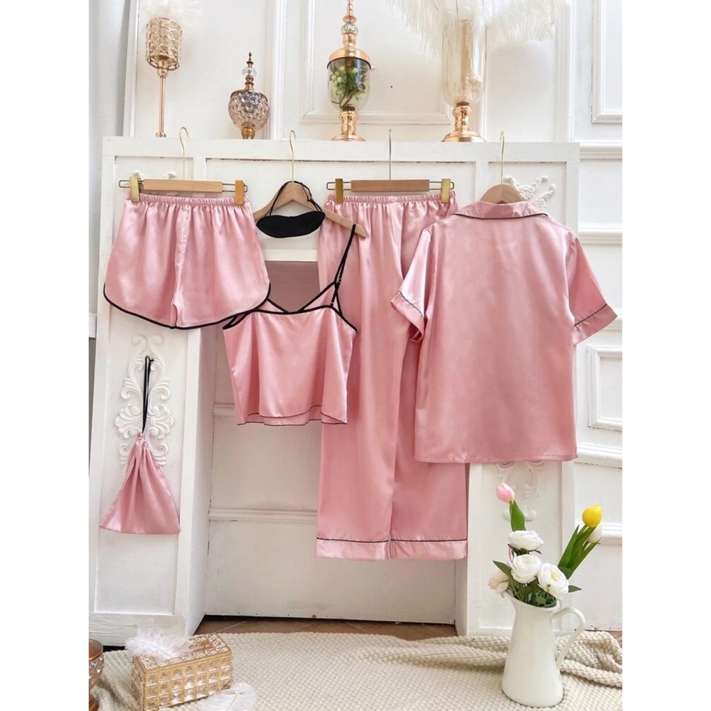 Manuela 6pcs Satin Pajama Set - Picture 2 of 6